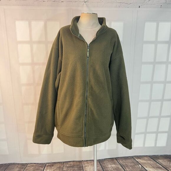 Orvis Green Full Zip Long Sleeve Polyester Solid Fleece Jacket Size XL - Picture 1 of 11